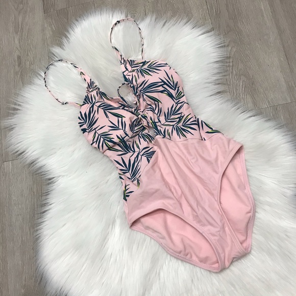 Xhilaration Other - Tropical leaf lace up one piece swimsuit s…